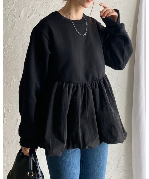 セール】異素材切替バルーンペプラムトップス（その他トップス