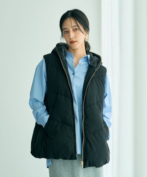 YECCA VECCA（イェッカヴェッカ）の「中綿フーディージレ（ベスト・レディース・ブラウン/ブラック/グレイッシュベージュ・FREE）」の6枚目の写真