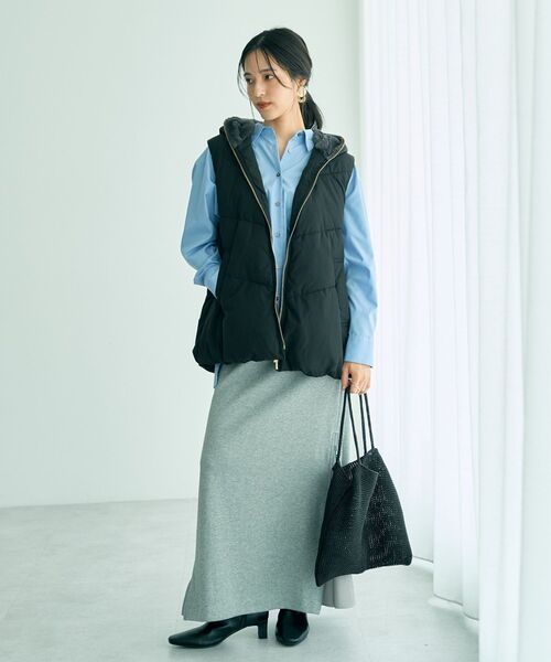 YECCA VECCA（イェッカヴェッカ）の「中綿フーディージレ（ベスト・レディース・ブラウン/ブラック/グレイッシュベージュ・FREE）」の9枚目の写真