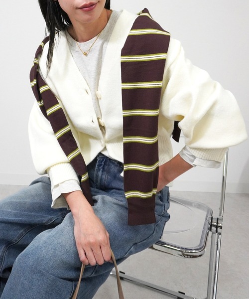 gossara(ゴサラ)の「アルパカタッチVネックCD(カーディガン/ボレロ・レディース・ベージュ/チャコール/アイボリー・FREE)」の16枚目の写真