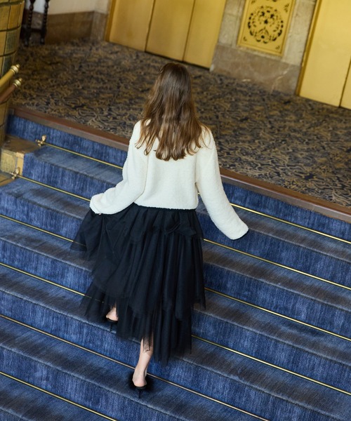 EIMY ISTOIRE(エイミーイストワール)の「TEDDY KNIT JACKET(ノーカラージャケット・レディース・ブラウン/オフホワイト/ブラック/その他8・F)」の12枚目の写真