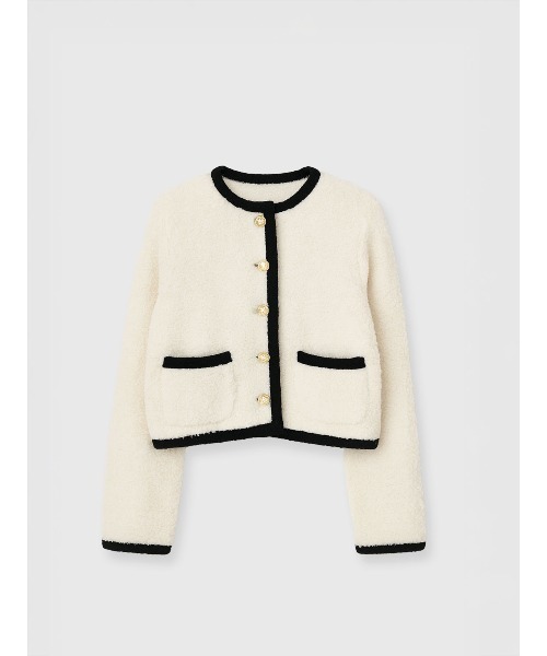 EIMY ISTOIRE(エイミーイストワール)の「TEDDY KNIT JACKET(ノーカラージャケット・レディース・ブラウン/オフホワイト/ブラック/その他8・F)」の15枚目の写真