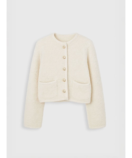 EIMY ISTOIRE(エイミーイストワール)の「TEDDY KNIT JACKET(ノーカラージャケット・レディース・ブラウン/オフホワイト/ブラック/その他8・F)」の13枚目の写真