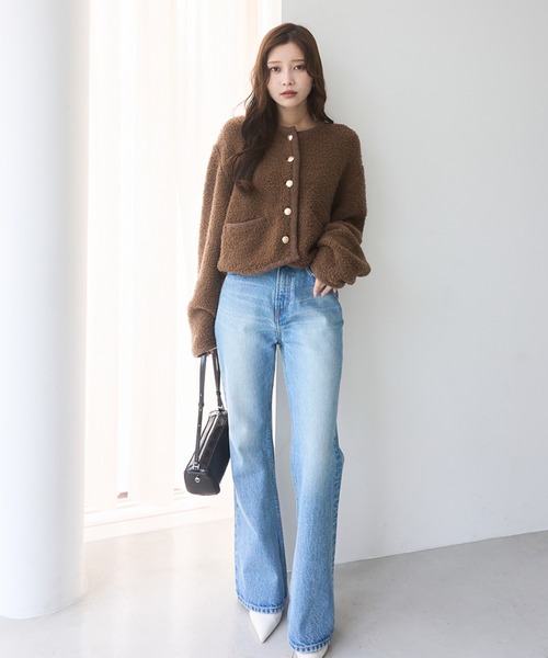 トップス TEDDY KNIT JACKET TEDDY KNIT JACKET（ノーカラージャケット）｜EIMY ISTOIRE（エイミー
