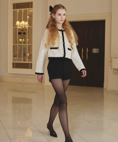 EIMY ISTOIRE(エイミーイストワール)の「TEDDY KNIT JACKET(ノーカラージャケット・レディース・ブラウン/オフホワイト/ブラック/その他8/ホワイト/ピンク・F)」の19枚目の写真