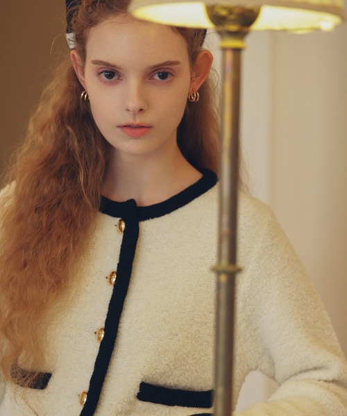 EIMY ISTOIRE(エイミーイストワール)の「TEDDY KNIT JACKET(ノーカラージャケット・レディース・ブラウン/オフホワイト/ブラック/その他8/ホワイト/ピンク・F)」の18枚目の写真