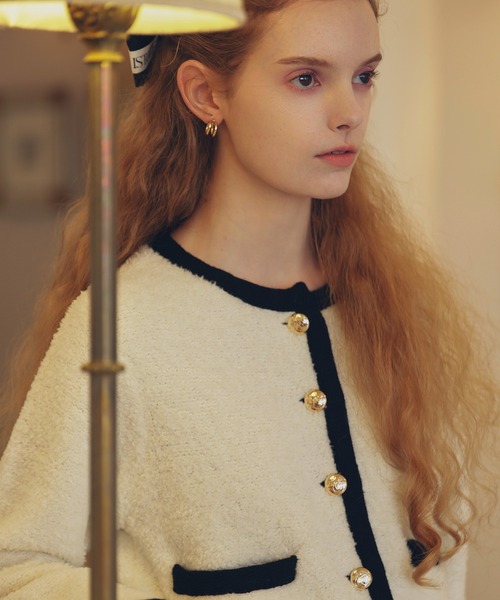 EIMY ISTOIRE(エイミーイストワール)の「TEDDY KNIT JACKET(ノーカラージャケット・レディース・ブラウン/オフホワイト/ブラック/その他8/ホワイト/ピンク・F)」の17枚目の写真