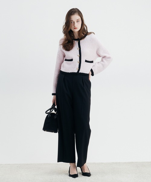 EIMY ISTOIRE(エイミーイストワール)の「TEDDY KNIT JACKET(ノーカラージャケット・レディース・ブラウン/オフホワイト/ブラック/その他8/ホワイト/ピンク・F)」の14枚目の写真