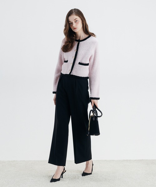 EIMY ISTOIRE(エイミーイストワール)の「TEDDY KNIT JACKET(ノーカラージャケット・レディース・ブラウン/オフホワイト/ブラック/その他8/ホワイト/ピンク・F)」の13枚目の写真