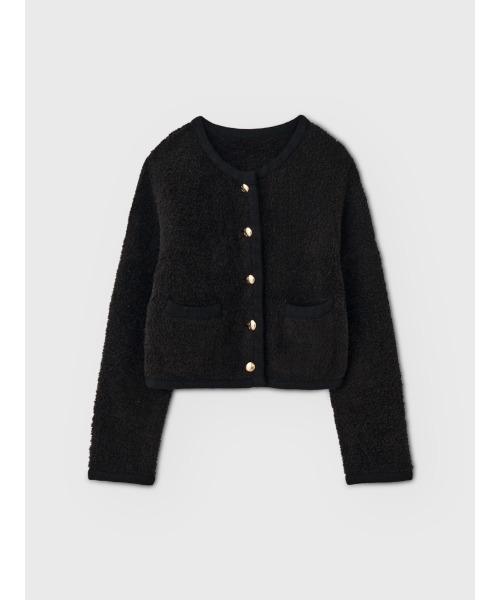 EIMY ISTOIRE(エイミーイストワール)の「TEDDY KNIT JACKET(ノーカラージャケット・レディース・ブラウン/オフホワイト/ブラック/その他8/ホワイト/ピンク・F)」の12枚目の写真