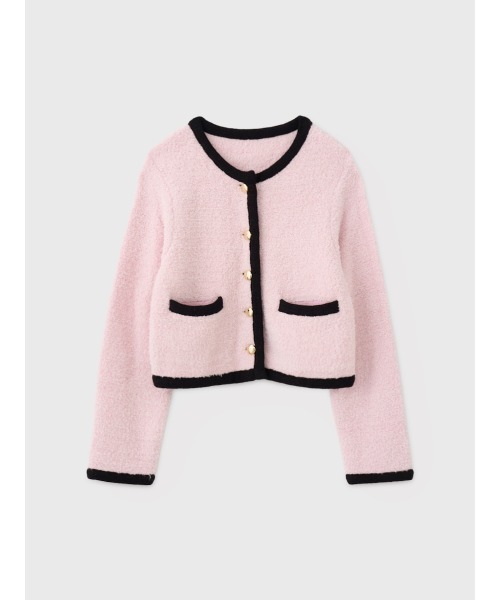 EIMY ISTOIRE(エイミーイストワール)の「TEDDY KNIT JACKET(ノーカラージャケット・レディース・ブラウン/オフホワイト/ブラック/その他8/ホワイト/ピンク・F)」の11枚目の写真