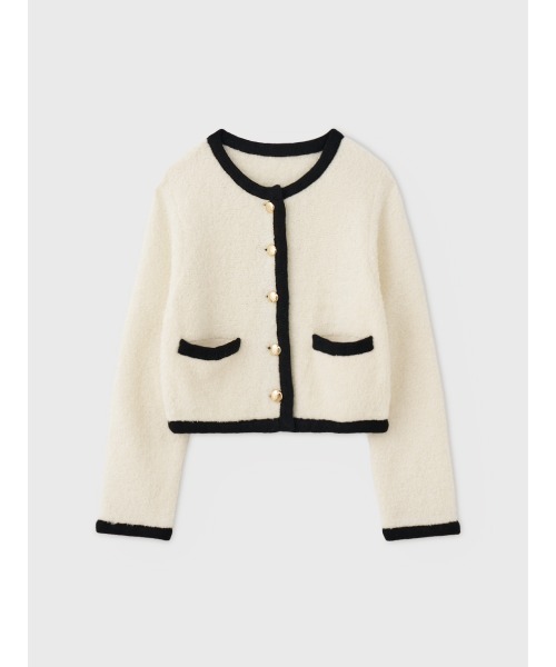 EIMY ISTOIRE(エイミーイストワール)の「TEDDY KNIT JACKET(ノーカラージャケット・レディース・ブラウン/オフホワイト/ブラック/その他8/ホワイト/ピンク・F)」の10枚目の写真