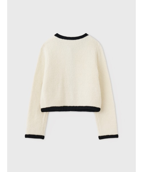 EIMY ISTOIRE(エイミーイストワール)の「TEDDY KNIT JACKET(ノーカラージャケット・レディース・ブラウン/オフホワイト/ブラック/その他8/ホワイト/ピンク・F)」の9枚目の写真