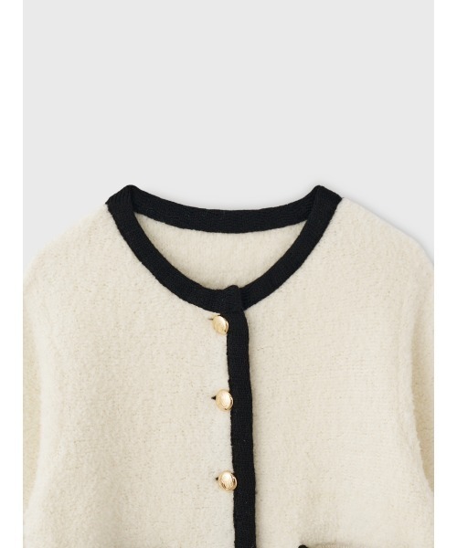 EIMY ISTOIRE(エイミーイストワール)の「TEDDY KNIT JACKET(ノーカラージャケット・レディース・ブラウン/オフホワイト/ブラック/その他8/ホワイト/ピンク・F)」の8枚目の写真