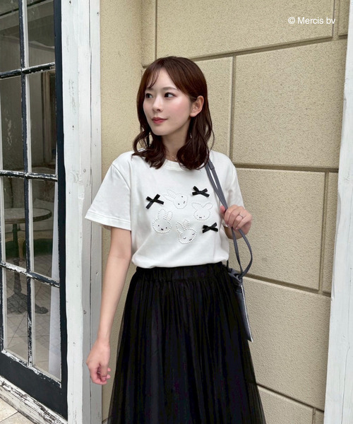 MIIA（ミーア）の「miffy パールリボンTシャツ（Tシャツ/カットソー・レディース・オフホワイト/ブラック・FREE）」の9枚目の写真