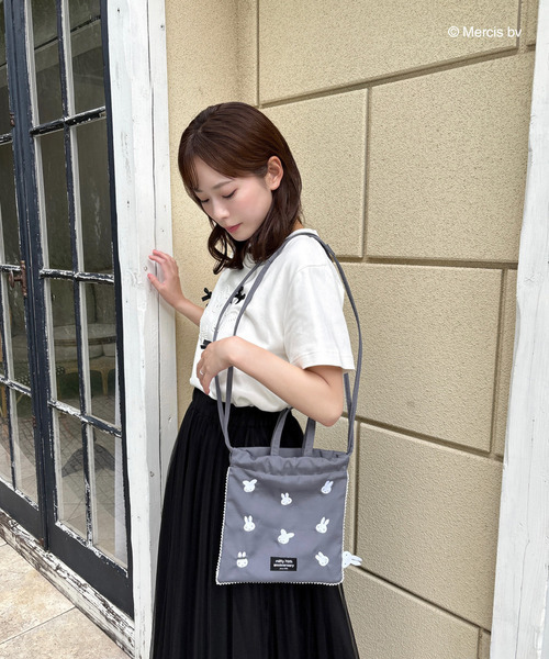 MIIA（ミーア）の「miffy パールリボンTシャツ（Tシャツ/カットソー・レディース・オフホワイト/ブラック・FREE）」の10枚目の写真