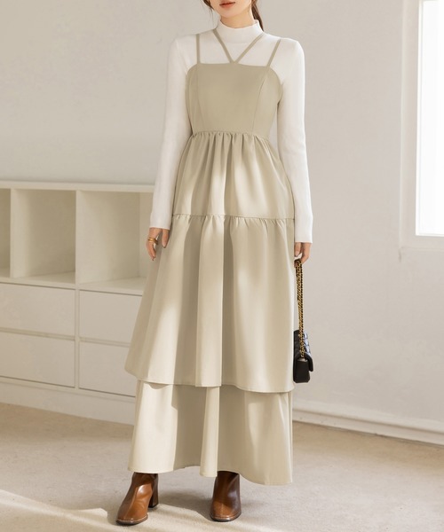 肩紐アジャスター調節可/ロング丈/バックシャーリング】ストラッピー