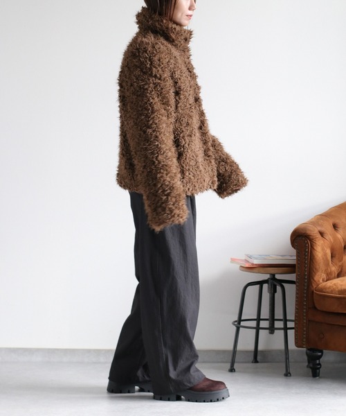 cepo（セポ）の「〈ふわふわ、柔らか、大人可愛い♪〉カールファーブルゾン（ブルゾン・レディース・ベージュ/ブラウン/オフホワイト・M）」の7枚目の写真