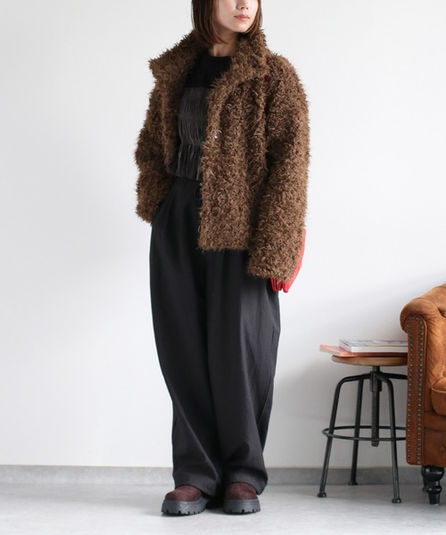 cepo（セポ）の「〈ふわふわ、柔らか、大人可愛い♪〉カールファーブルゾン（ブルゾン・レディース・ベージュ/ブラウン/オフホワイト・M）」の8枚目の写真