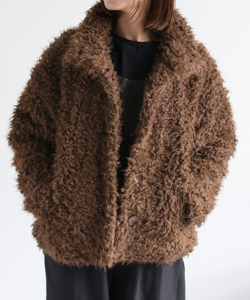 cepo（セポ）の「〈ふわふわ、柔らか、大人可愛い♪〉カールファーブルゾン（ブルゾン・レディース・ベージュ/ブラウン/オフホワイト・M）」の10枚目の写真