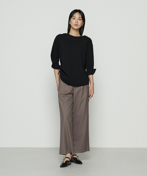 Gabardine K.T(ギャバジンケーティー)の「80/-ポンチ ブラウス見えプルオーバー(Tシャツ/カットソー・レディース・ライトベージュ/ブラック/チャコール/ライトグレー・9号)」の10枚目の写真
