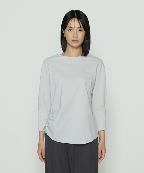 Gabardine K.T(ギャバジンケーティー)の「80/-ポンチ ブラウス見えプルオーバー(Tシャツ/カットソー・レディース・ライトベージュ/ブラック/チャコール/ライトグレー・9号)」の15枚目の写真