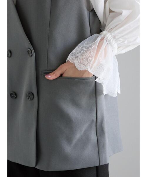 Te chichi(テチチ)の「ノーカラーダブルブレストジレ(ベスト・レディース・ブラウン/グレー・F)」の12枚目の写真