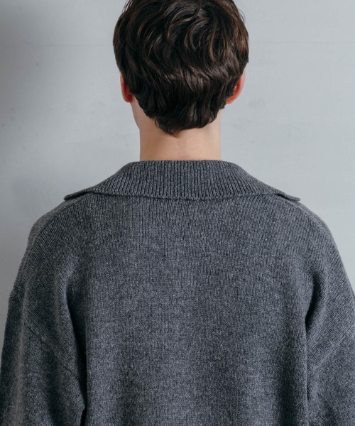 セール】【LURAKU】 Wool Layered Knit Polo / ウールレイヤード セール】【LURAKU】 Wool Layered Knit Polo / ウールレイヤード