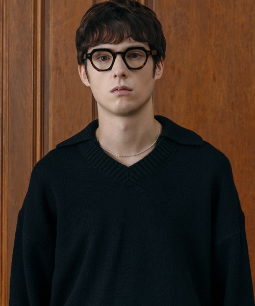 LURAKU（ルラク）の「【LURAKU】 Wool Layered Knit Polo / ウールレイヤードニットポロ（ニット/セーター・メンズ・ブラック/グレー・M/L）」の7枚目の写真