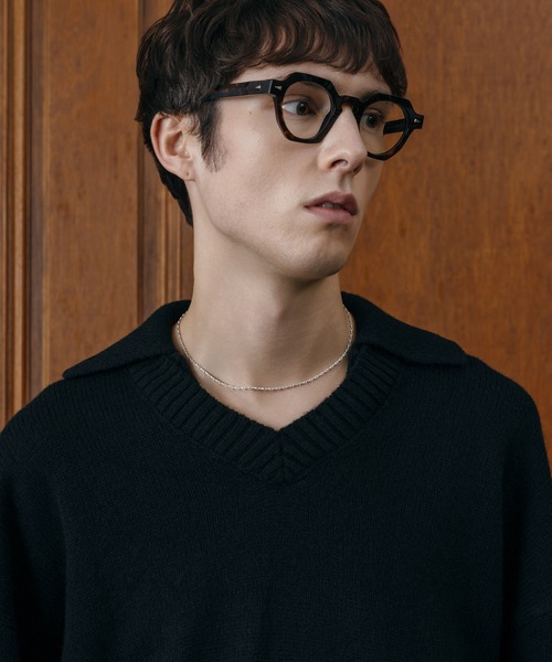 LURAKU（ルラク）の「【LURAKU】 Wool Layered Knit Polo / ウールレイヤードニットポロ（ニット/セーター・メンズ・ブラック/グレー・M/L）」の8枚目の写真