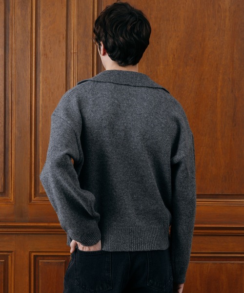 LURAKU（ルラク）の「【LURAKU】 Wool Layered Knit Polo / ウールレイヤードニットポロ（ニット/セーター・メンズ・ブラック/グレー・M/L）」の20枚目の写真