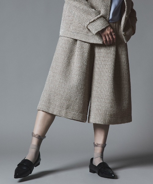 W:Huku（フーク）の「ウールミックス ツイード バミューダ パンツ / Wool-Blend Tweed Bermuda Shorts（その他パンツ・レディース・ライトグレー/ブラウン/ブラック・FREE）」の9枚目の写真