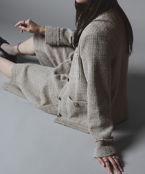 W:Huku（フーク）の「ウールミックス ツイード バミューダ パンツ / Wool-Blend Tweed Bermuda Shorts（その他パンツ・レディース・ライトグレー/ブラウン/ブラック・FREE）」の11枚目の写真