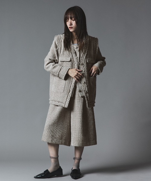 W:Huku（フーク）の「ウールミックス ツイード バミューダ パンツ / Wool-Blend Tweed Bermuda Shorts（その他パンツ・レディース・ライトグレー/ブラウン/ブラック・FREE）」の21枚目の写真