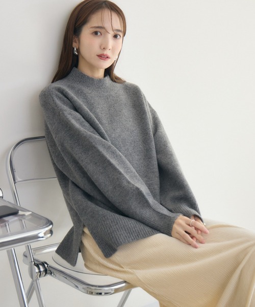 RU.TI.LE(ルチル)の「【RU.TI.LE】メランジハイネックニット(ニット/セーター・レディース・チャコールグレー/ブルー・MEDIUM)」の1枚目の写真