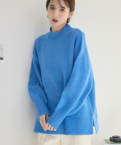 RU.TI.LE(ルチル)の「【RU.TI.LE】メランジハイネックニット(ニット/セーター・レディース・チャコールグレー/ブルー・MEDIUM)」の2枚目の写真