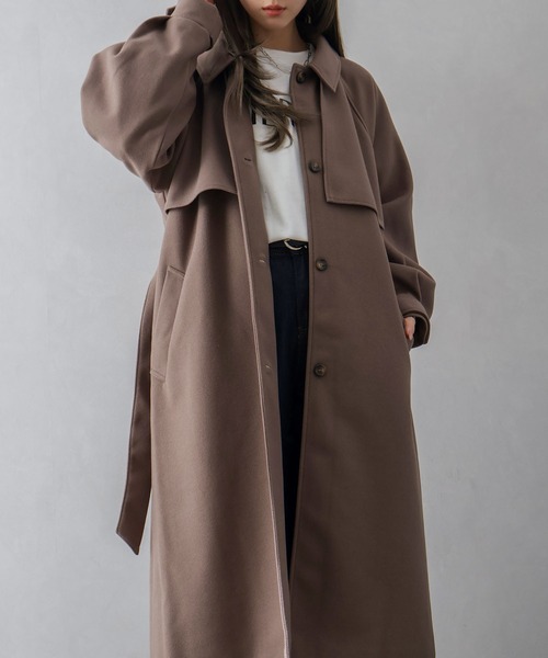 SpRay（スプレイ）の「アレンジカラーロングコート（トレンチコート・レディース・ブラック/アイボリー/ブラウン・FREE）」の4枚目の写真