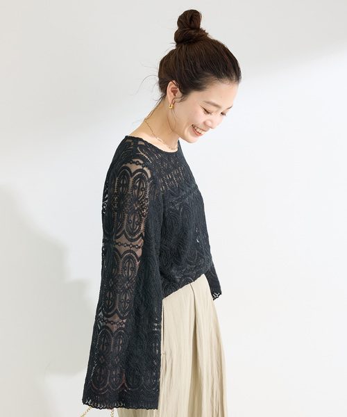 B.C STOCK(ベーセーストック)の「《追加2》手洗い可 / 総レースブラウス(シャツ/ブラウス・レディース・ブラック/アイボリー・FREE)」の12枚目の写真