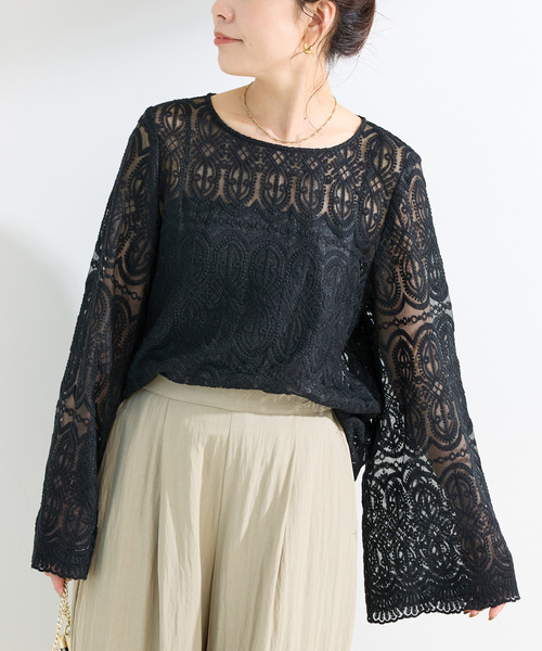 B.C STOCK(ベーセーストック)の「《追加2》手洗い可 / 総レースブラウス(シャツ/ブラウス・レディース・ブラック/アイボリー・FREE)」の13枚目の写真
