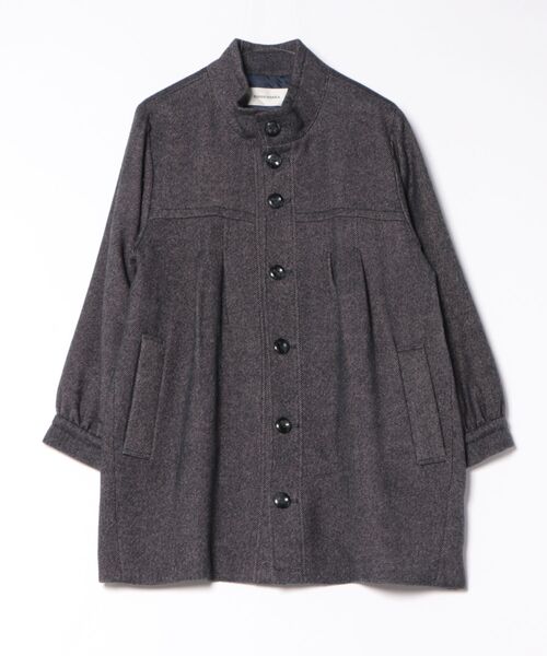 SUPER HAKKA(スーパーハッカ)の「ウールアクリルカルゼ スレッテッドフローラポイント刺繍スタンドカラーコート(その他アウター・レディース・ネイビー/ブラウン・FREE)」の2枚目の写真