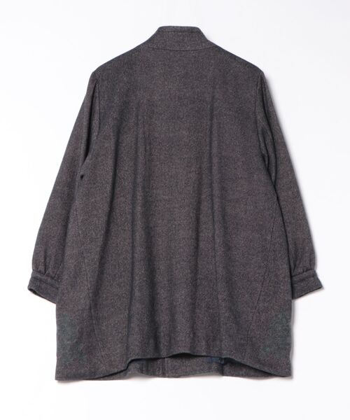 SUPER HAKKA(スーパーハッカ)の「ウールアクリルカルゼ スレッテッドフローラポイント刺繍スタンドカラーコート(その他アウター・レディース・ネイビー/ブラウン・FREE)」の3枚目の写真