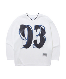 1993STUDIO（1993スタジオ）の「93 V-neck mesh jersey long sleeve_white（Tシャツ/カットソー・メンズ）」