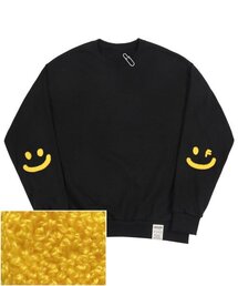 [UNISEX]エルボーブックル刺繍スマイル描画マンツーマン_ブラック