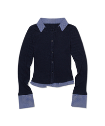 MOAA（モア）の「Dual Trim Shirt Cardigan (NAVY)（カーディガン/ボレロ）」