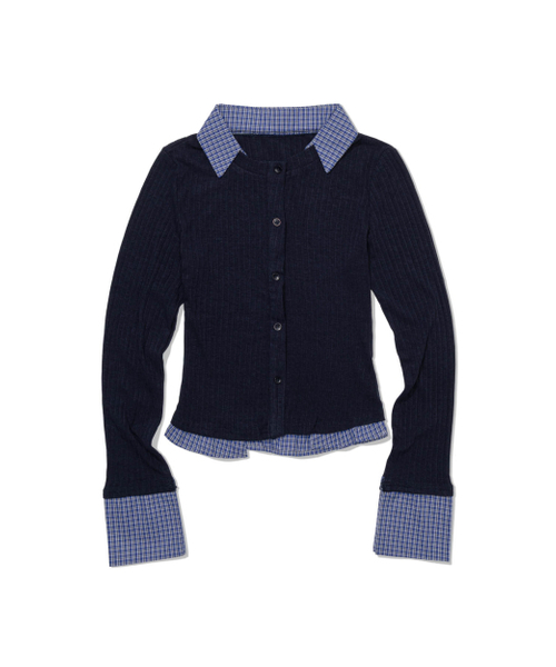MOAA(モア)の「Dual Trim Shirt Cardigan (NAVY)(カーディガン/ボレロ・レディース・その他・SMALL/MEDIUM)」の2枚目の写真