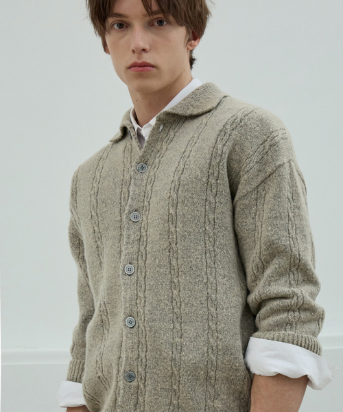 NODU（ノードユー）の「ソフトケーブルカラー ニットカーディガン [ベージュ]（カーディガン/ボレロ・メンズ・その他・MEDIUM/LARGE）」の4枚目の写真