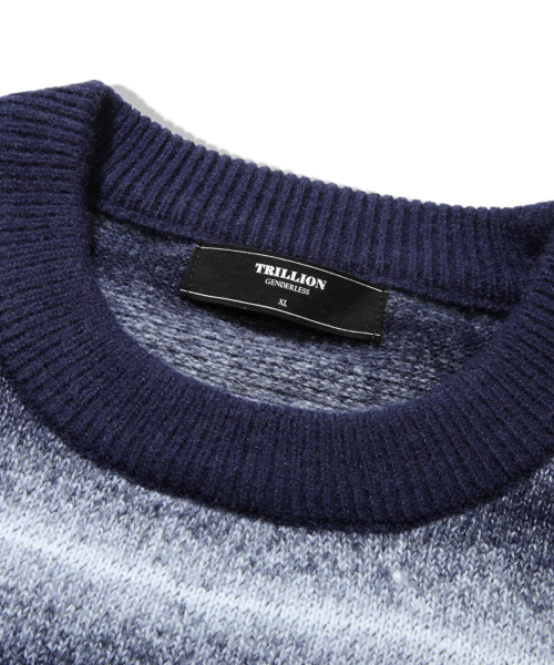 TRILLION(トリリオン)の「ウォッシャブルグラデーションストライプクルーネックニット_ネイビー(ニット/セーター・レディース・その他・MEDIUM/LARGE/X-LARGE)」の6枚目の写真