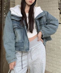 デニムジャケット（ホワイト/白色系・ジップアップ）ファッション通販