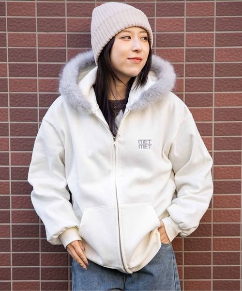 セール】《ファーフード×裏起毛》レディース ジップパーカー