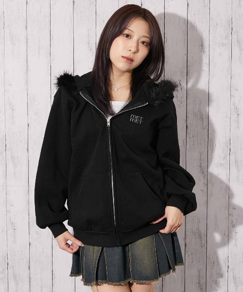 セール】《ファーフード×裏起毛》レディース ジップパーカー